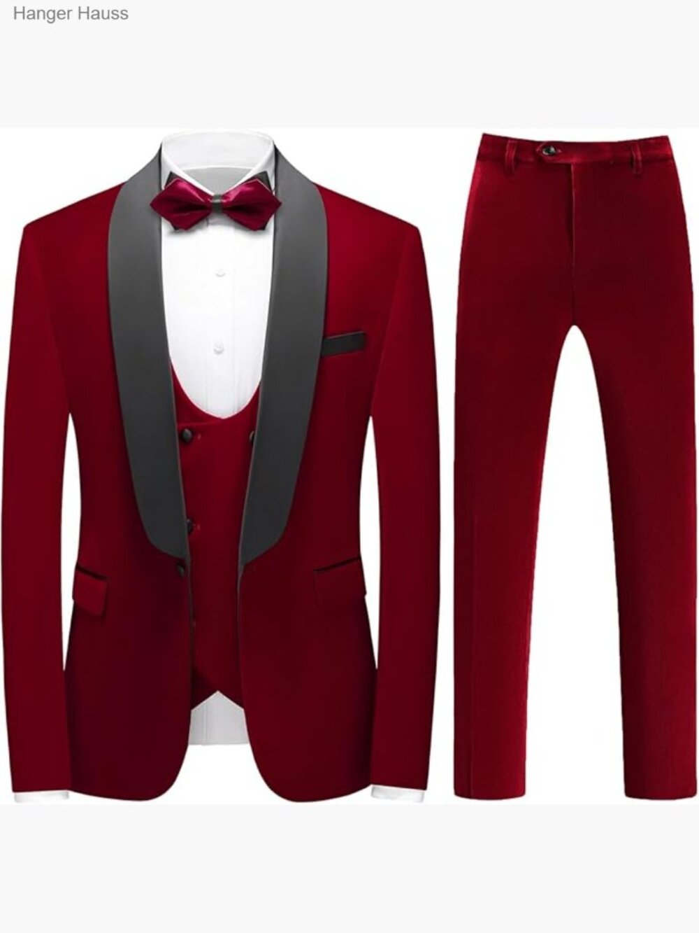 Men's 3 Piece Velvet Slim Fit Tuxedo Suit Shawl Collar One Button Set
